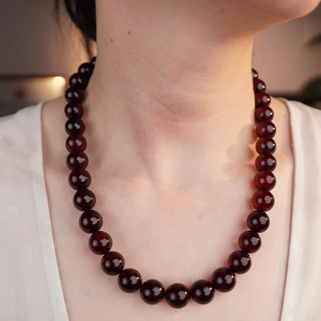 【亿景珠宝】12+缅甸天然血珀妈妈链项链时尚轻奢颈链简约百搭气质