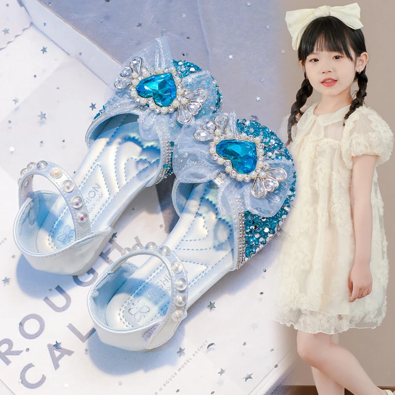 女童凉鞋夏季2025新款时尚水钻公主鞋小童宝宝水晶鞋女孩洋气皮鞋