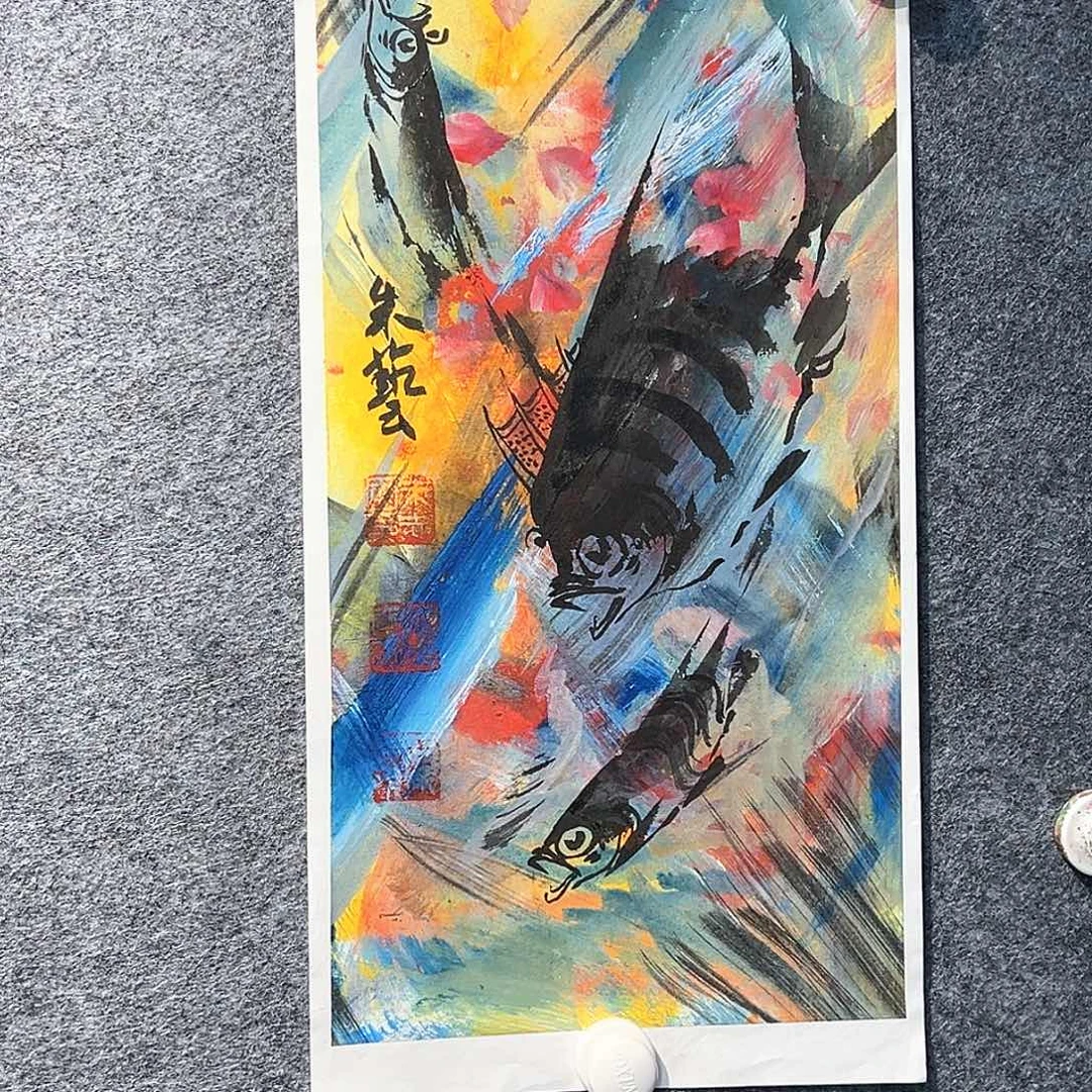 国画纯手绘画心原创