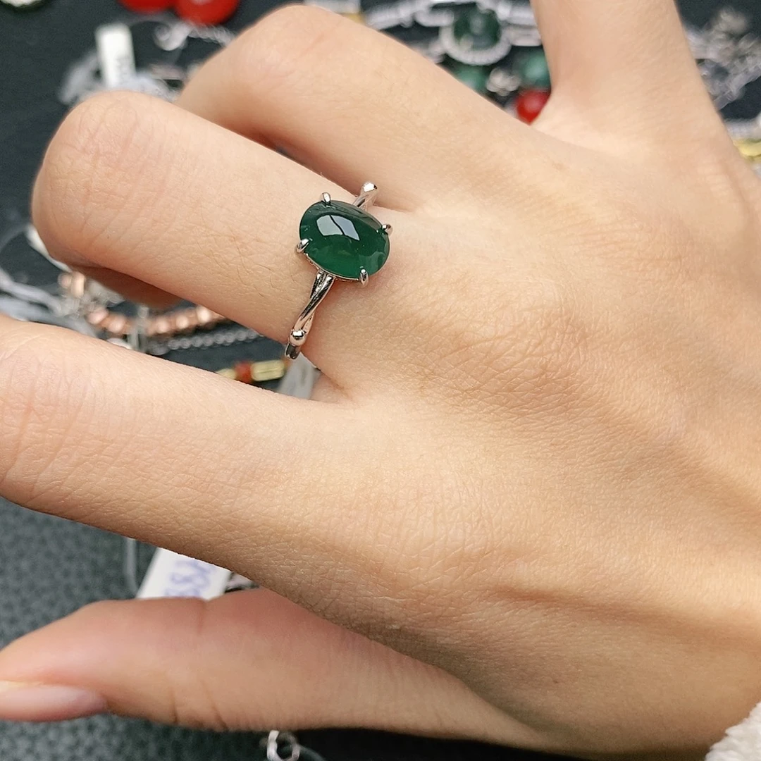 翡翠银S925镶嵌戒指
