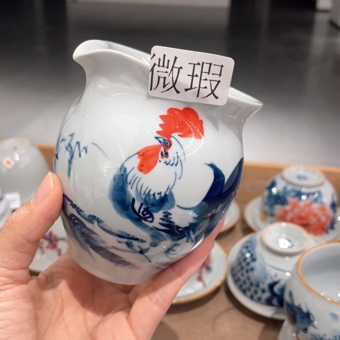 釉下彩纯手绘有瑕