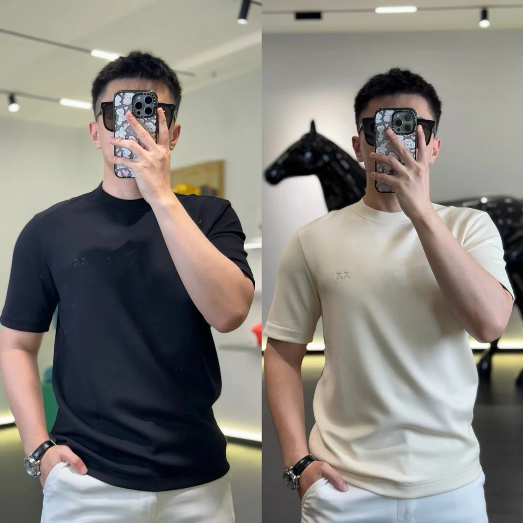 (秋款）古帝特尼"山羊绒“短袖百搭简约休闲圆领男士T恤半袖HM-9536