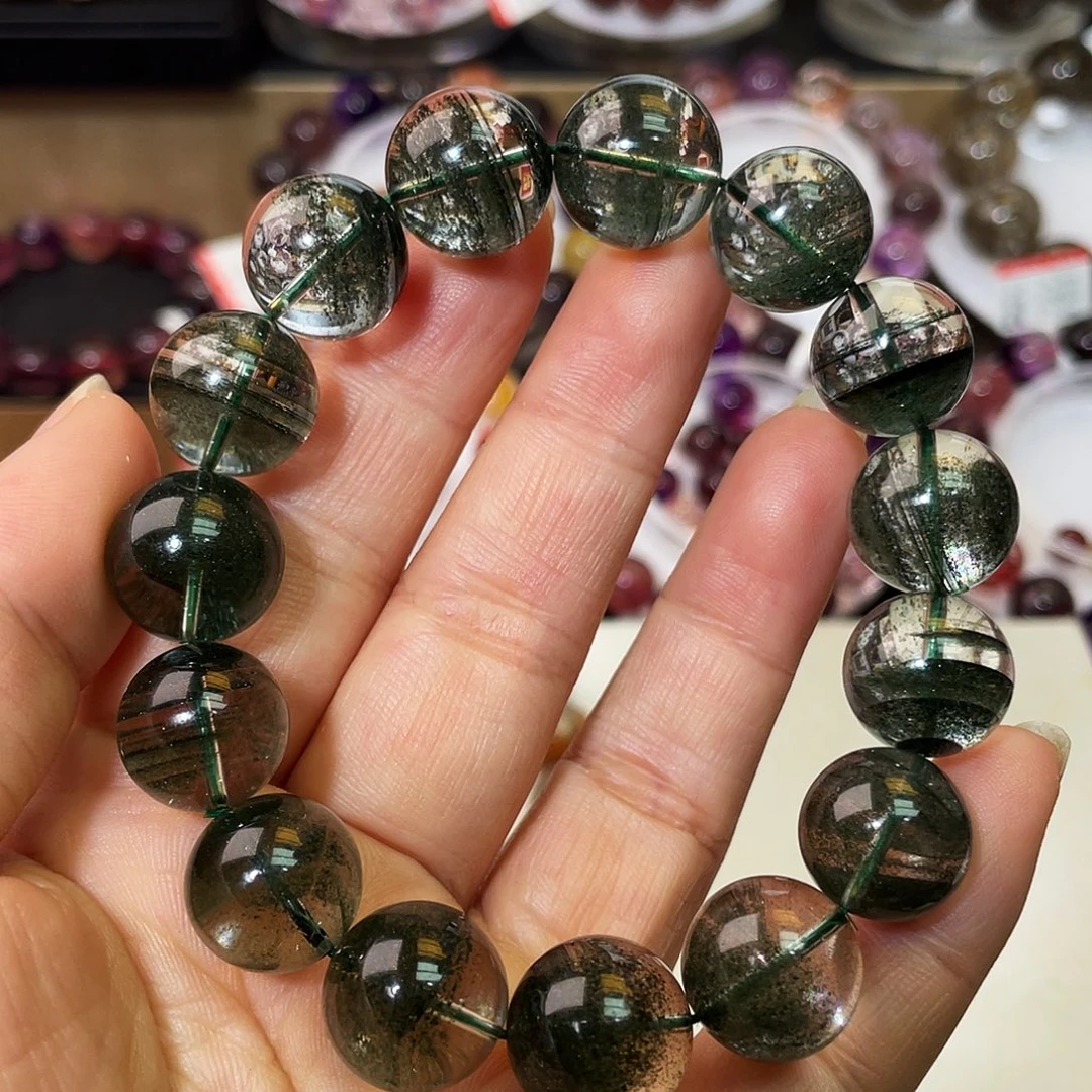 水晶手链未镶嵌绿幽灵满天星14.5