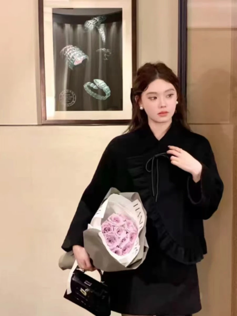 可可家美显瘦网红复古半身裙两件套8703