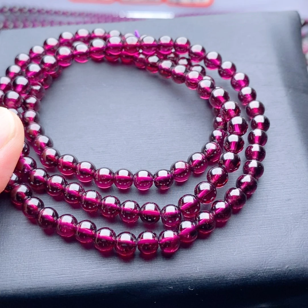 未镶嵌石榴石手链天然5.6紫色清仓9a大漏