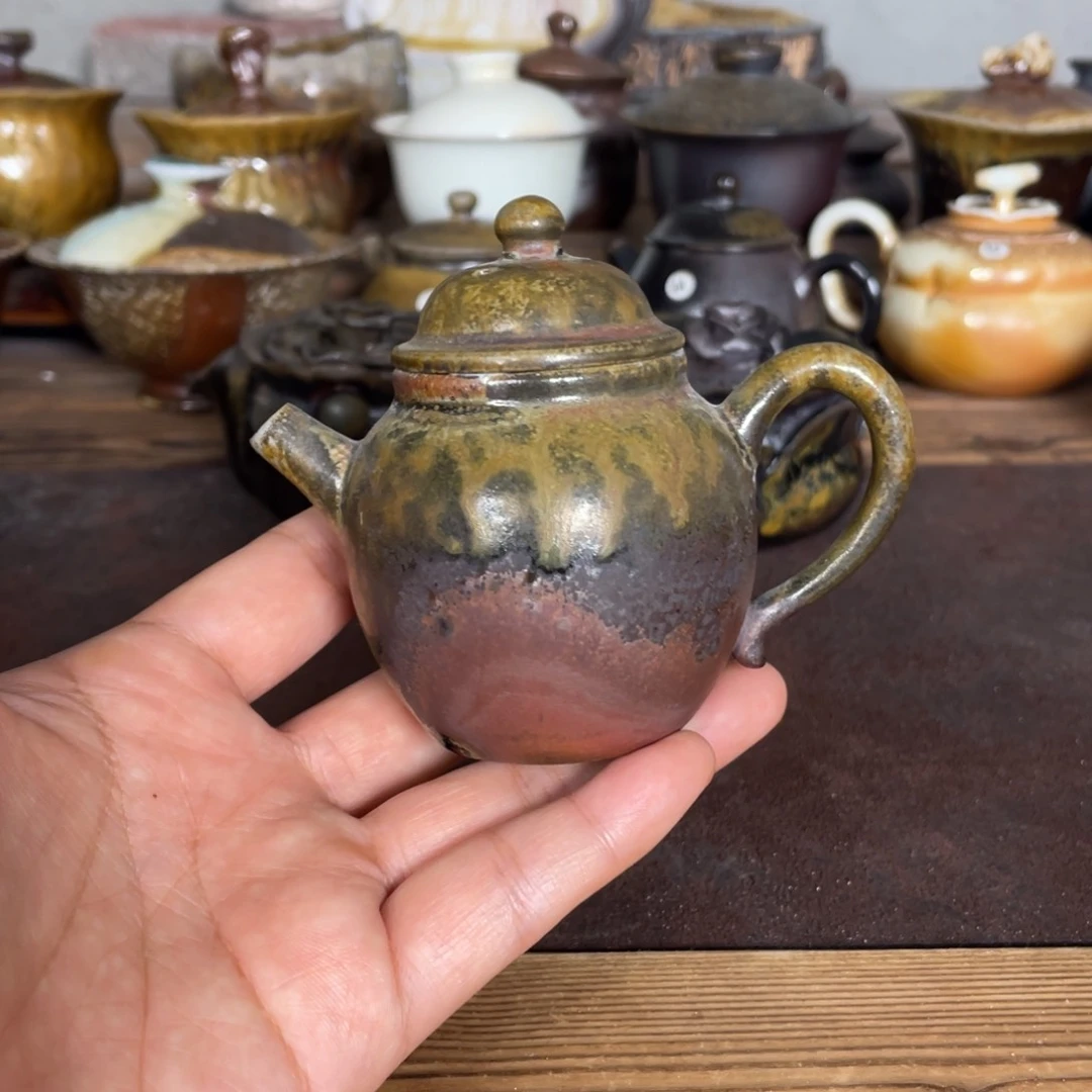 紫紫壶94。柴烧陶泥。