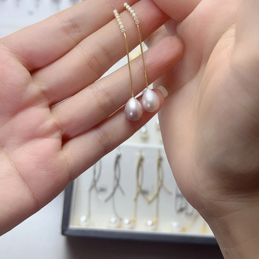 银S925镶嵌耳饰淡水珍珠