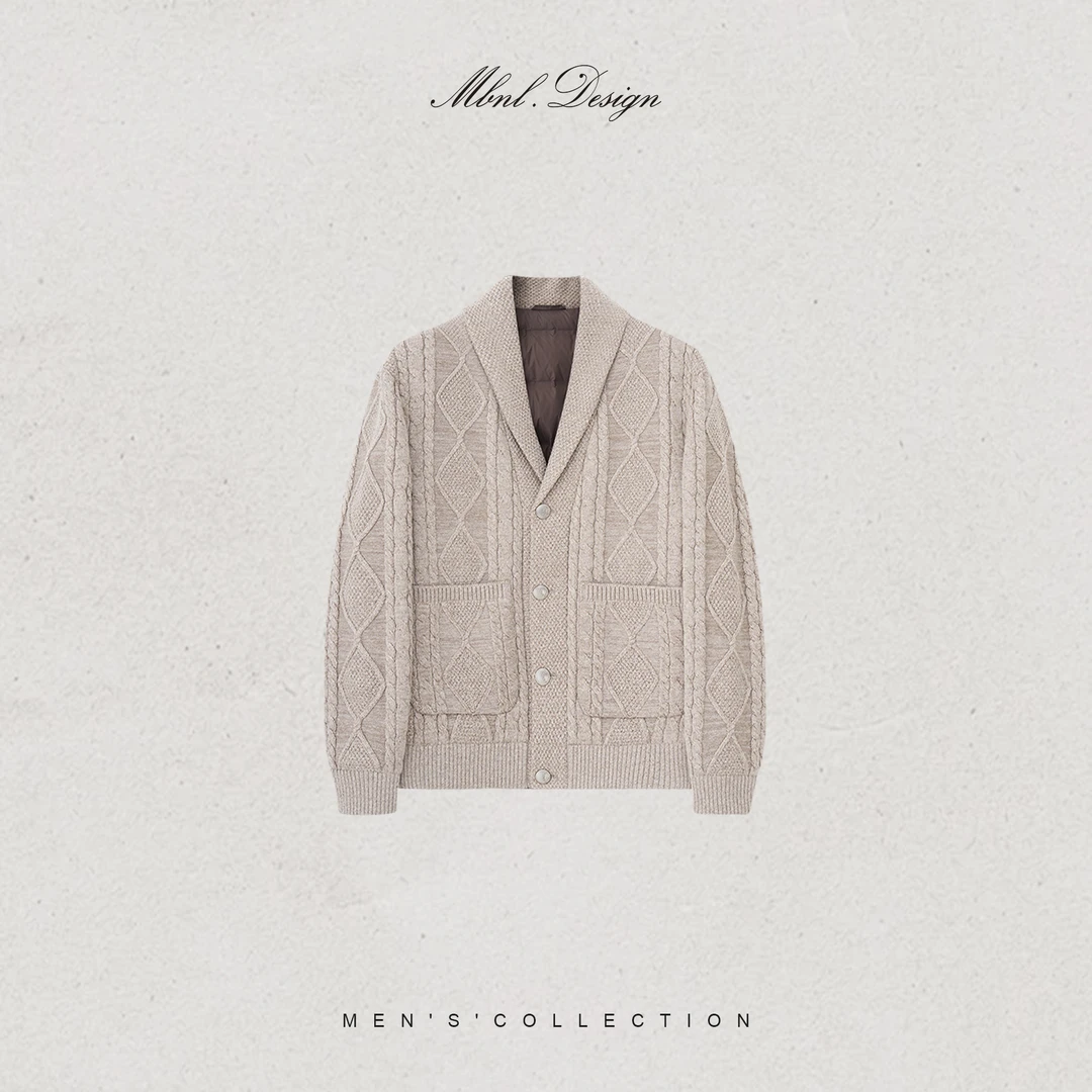 MBNL-F「 Cable Art」秦磊男装90白鹅绒绞花毛衣羽绒服LL-WYR7041