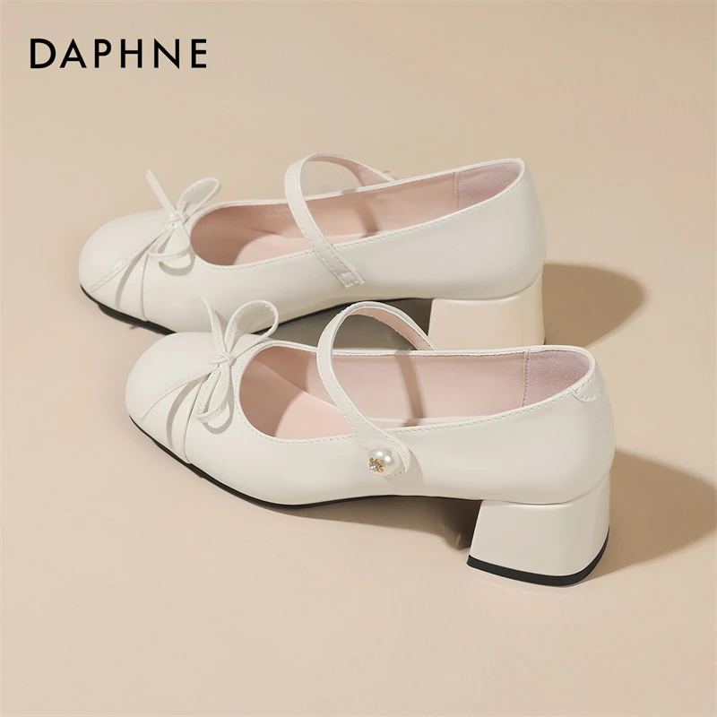 达芙妮新款法式玛丽珍高跟鞋2025夏季百搭配裙子一字粗跟浅口单鞋