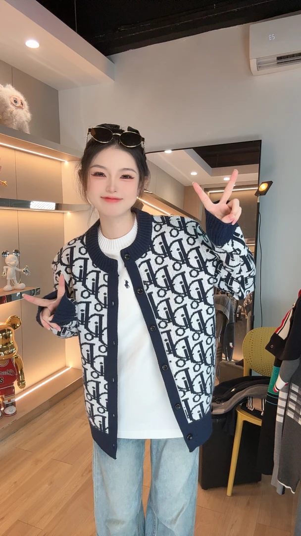 【小刘】秋冬高端针织提花开衫毛衣黑色男士轻奢加厚保暖针织衫