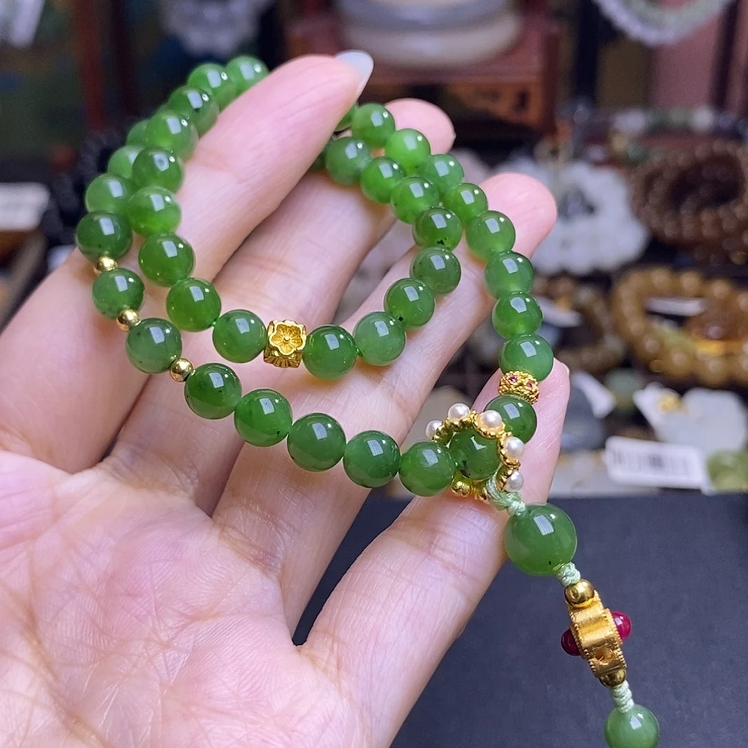 和田玉未镶嵌颈饰早间福利价银镶碧玉