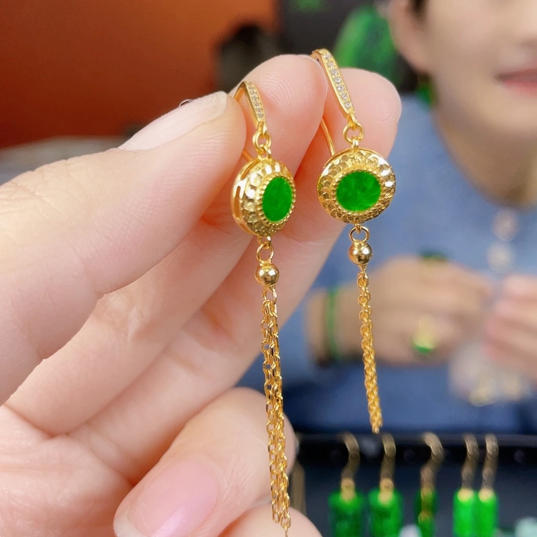 翡翠银S925镶嵌耳饰