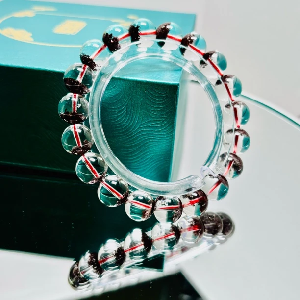 【高品】天然红幽灵半盆水晶手串时尚百搭靓丽7-12mm 多样性发