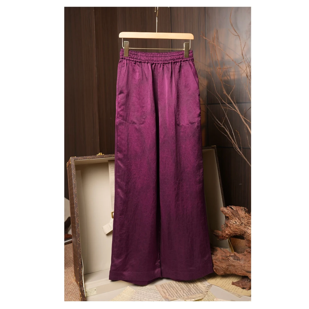 喵喵家【香云纱】时尚百搭宽松气质中式长裤女休闲裤