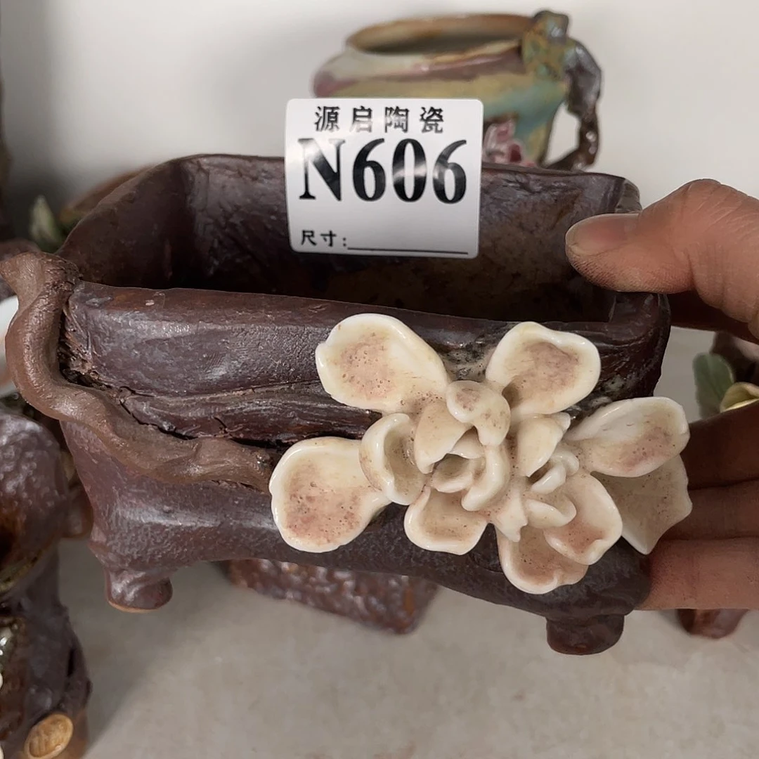 紫砂花盆景德镇陶瓷花盆606