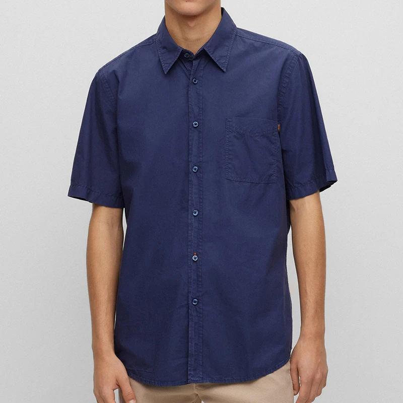 【清仓】HUGO BOSS雨果博斯男士夏季新款短袖衬衫透气舒适时尚半袖