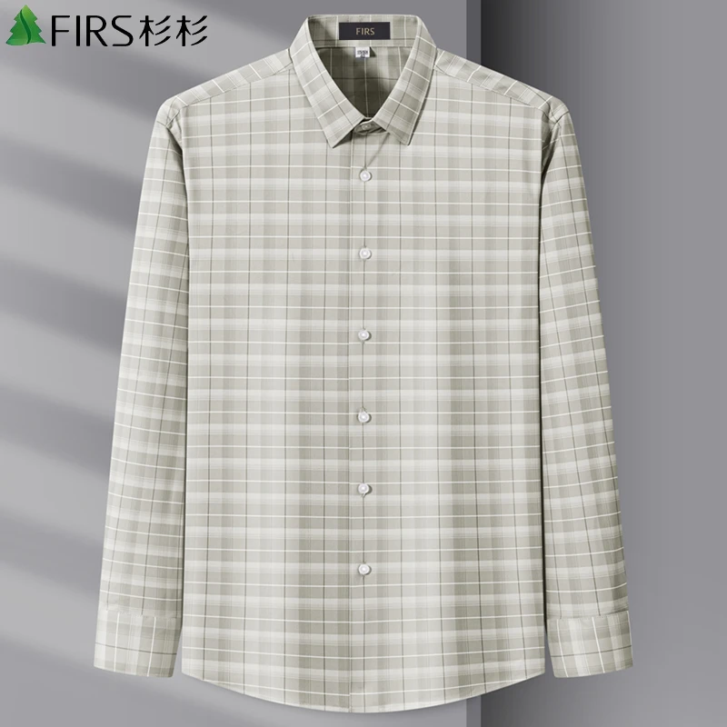 衫衫2025春秋季新款男士长袖格子衬衫商务休闲中年爸爸装衬衣男款