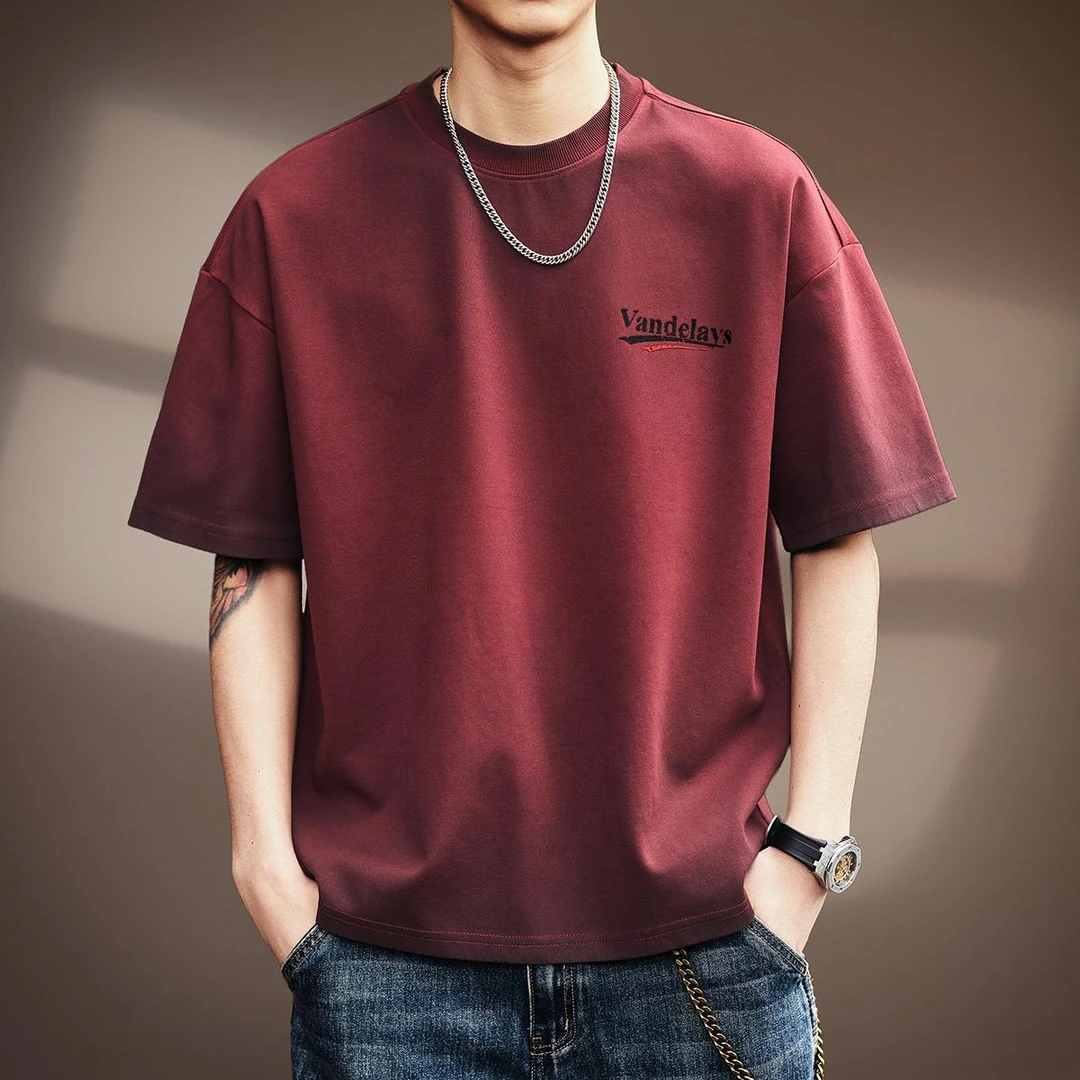 高端美式300g重磅短袖T恤男士夏季潮牌宽松大码休闲安可拉红体恤