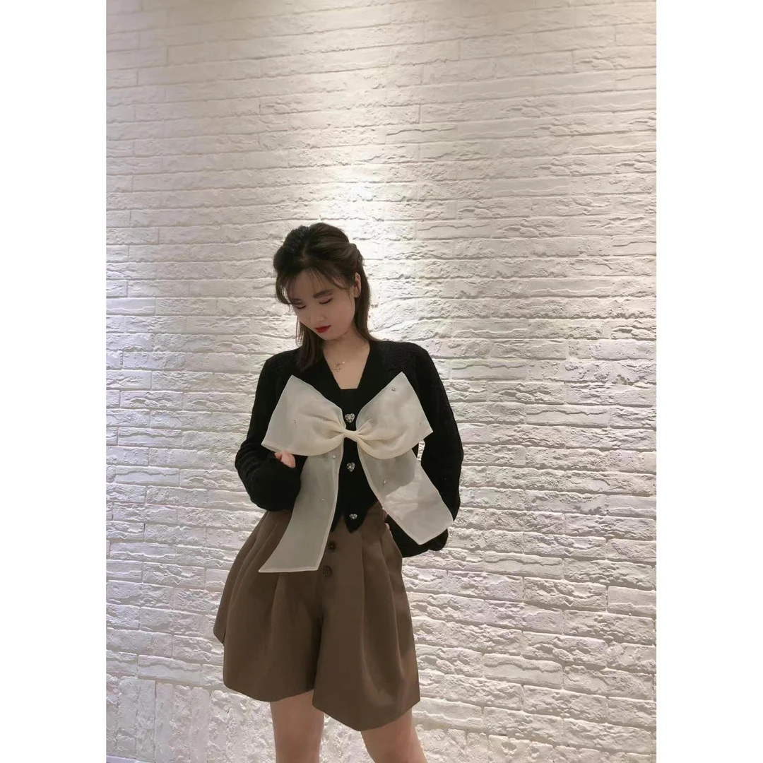 蝴蝶结线开衫（不含配饰）-0259