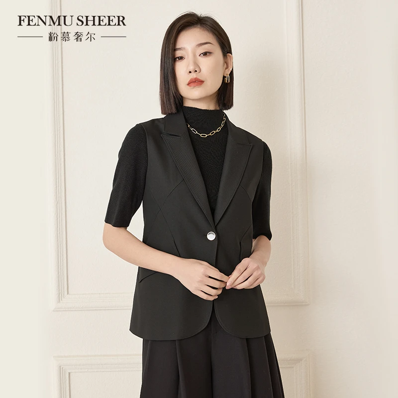 【名雅专属】粉慕奢尔『时尚标配』背心无袖显瘦马甲外套-M1793