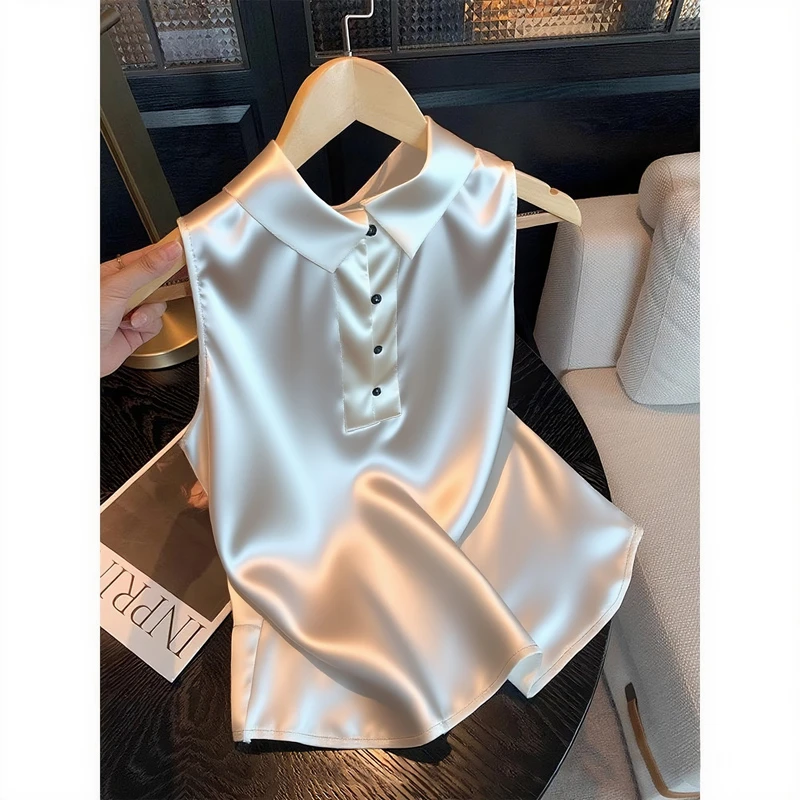 法式时尚洋气坎肩背心衬衫女夏季2025新款高级感气质百搭无袖上衣