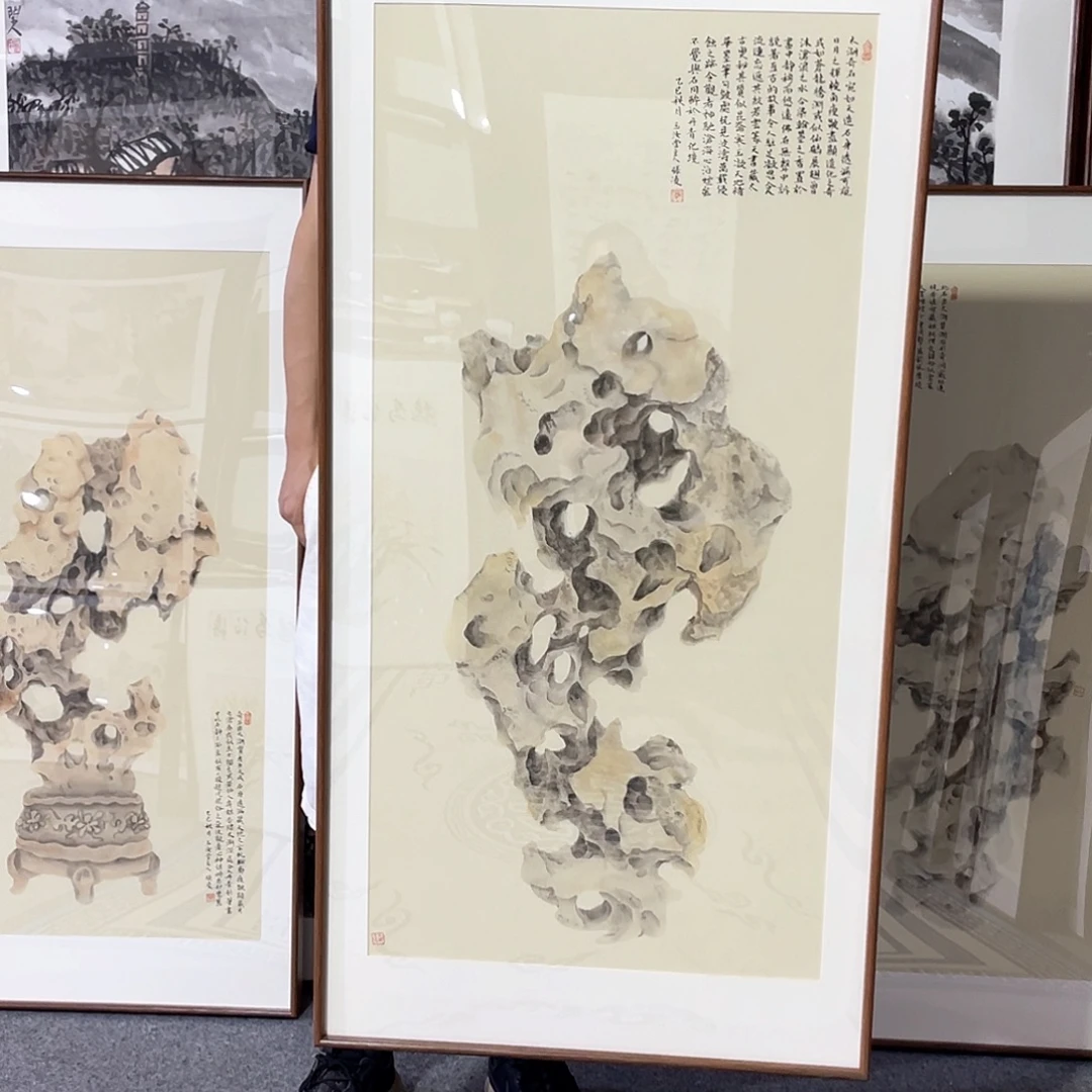 天***座国画手绘画作品带框