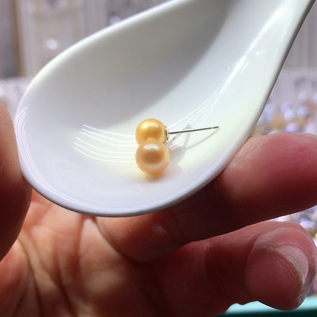 淡水珍珠耳饰银S925镶嵌