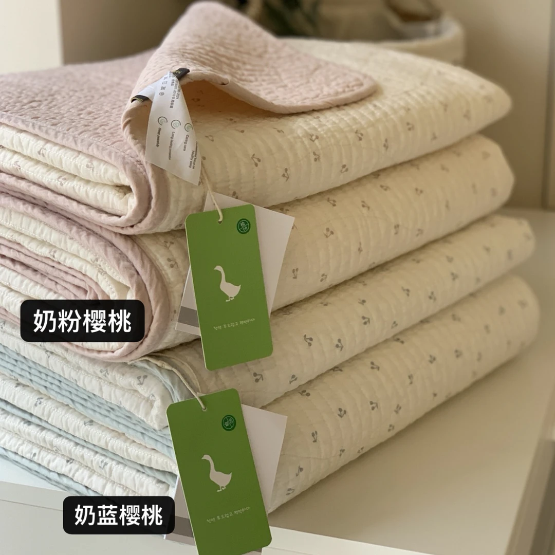 韩式大鹅～加大慕斯双面纯棉全棉棉花床盖绗缝夹棉床单四季可用