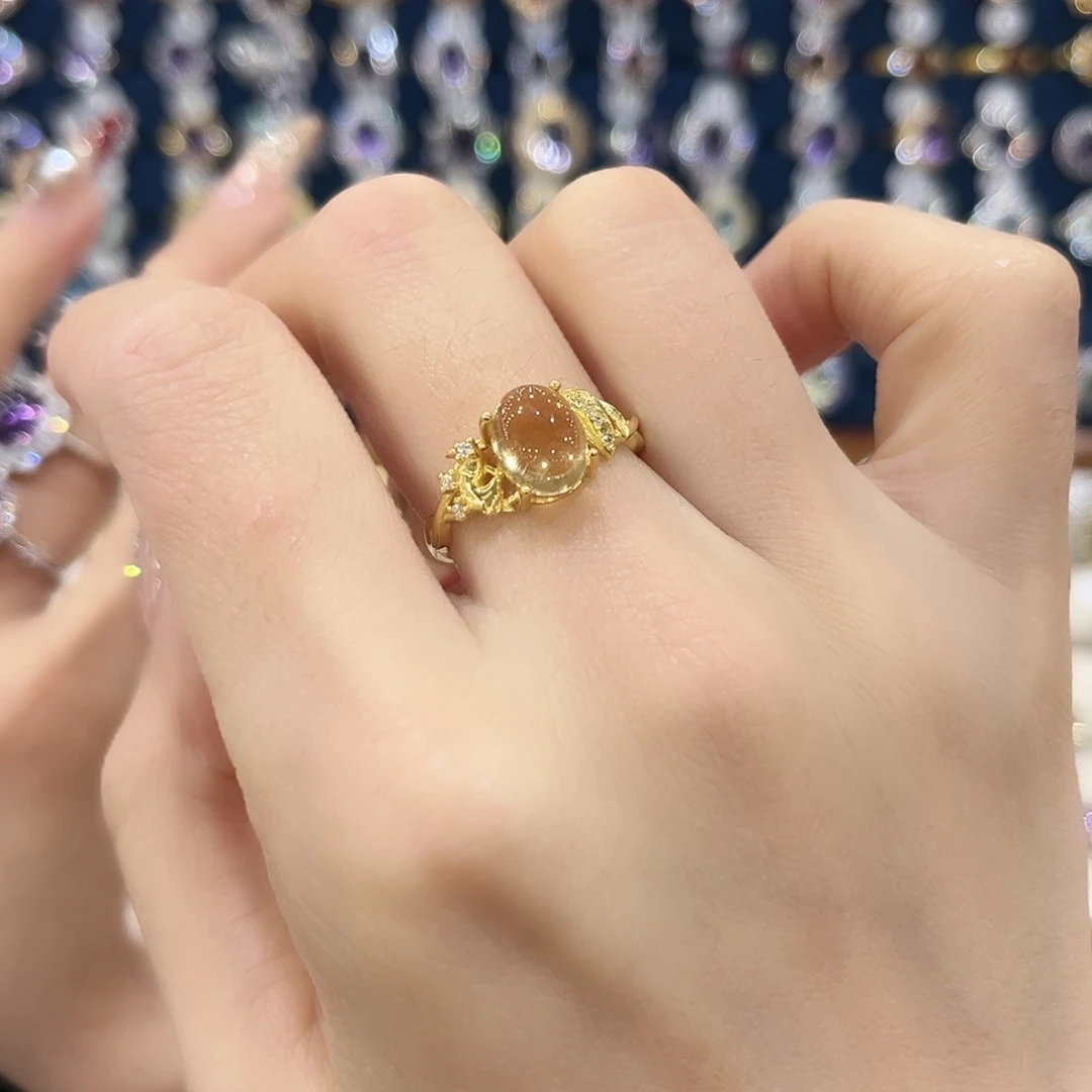 黄晶女款银S925镶嵌戒指