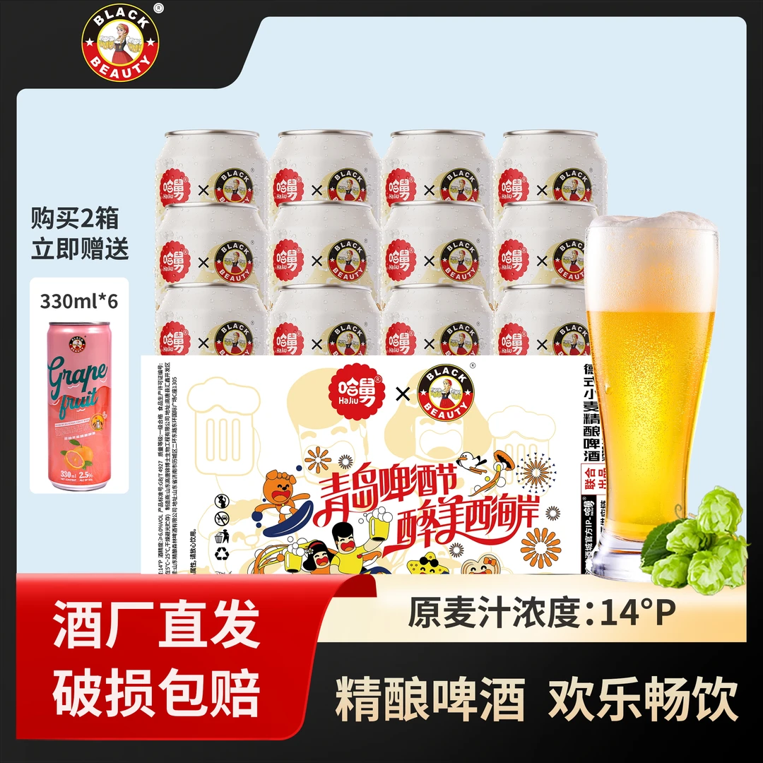 黑美人青岛啤酒节联名款黑美人哈舅德式14°P精良白啤啤酒