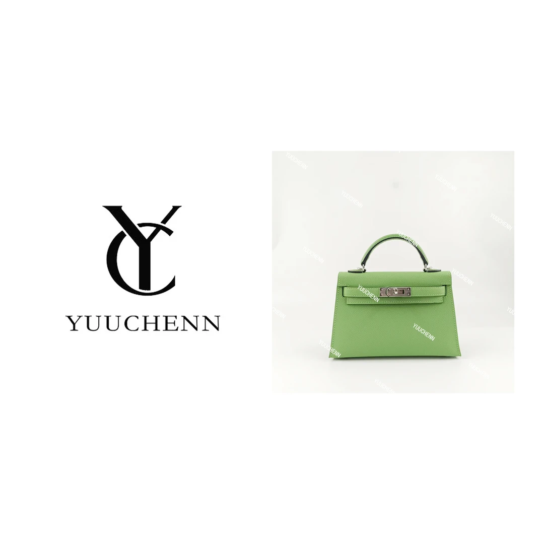 YUUCHENN/【kelly】进口牛皮19cm牛油果绿拼气泡绿 HH4884