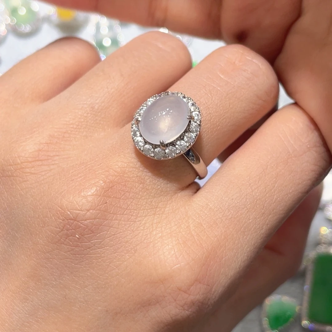 银S925镶嵌戒指翡翠戒指