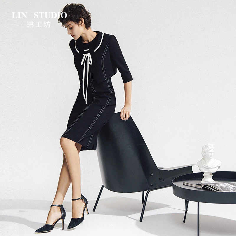 【特殊活动款 不支持退换 西服】琳工坊小香风黑色优雅气质主持人