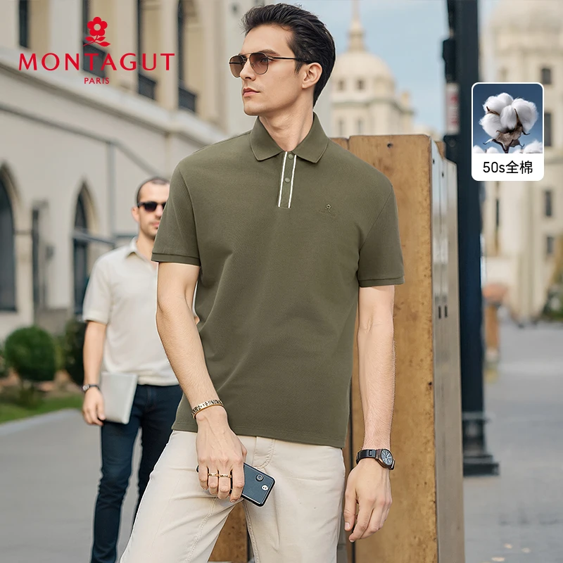 梦特娇【50s全棉/重磅珠地】夏短袖POLO衫男凉感透气T恤商场同款