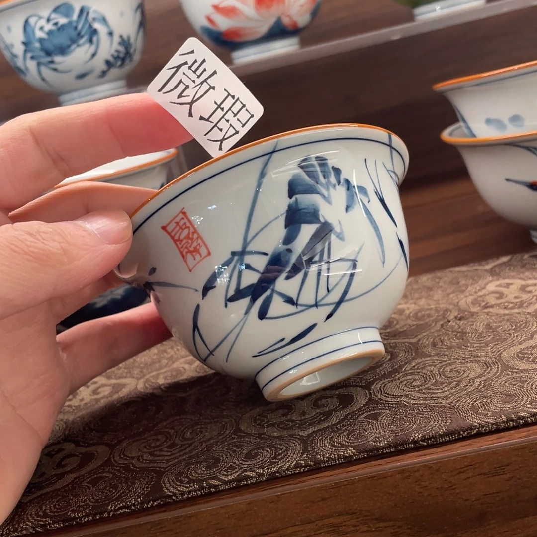 釉下手绘茶具微瑕