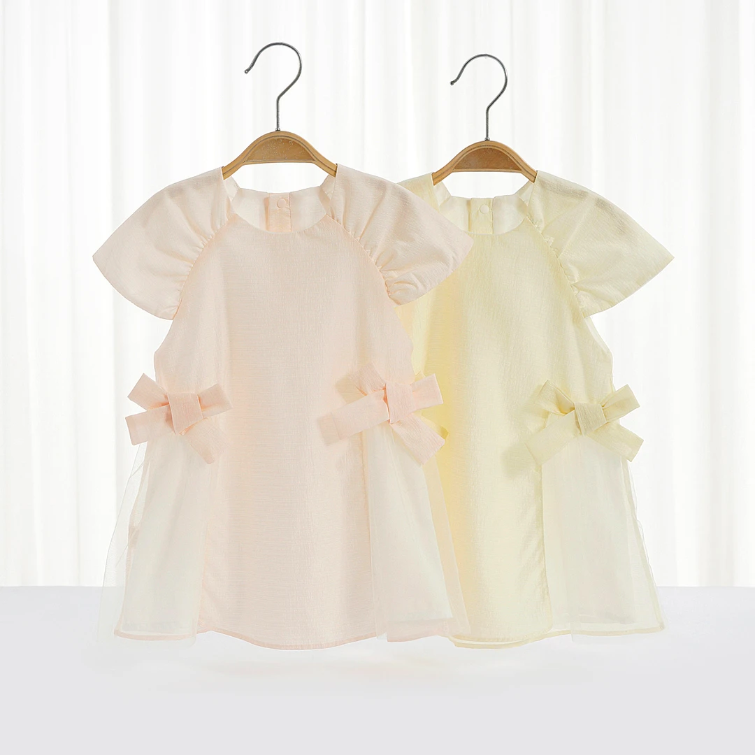 婴儿夏季新款公主风时尚礼服裙宝宝周岁超萌森系蝴蝶结女童连衣裙