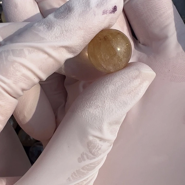 水晶发晶12.7mm单珠打孔定制不退换未镶嵌九*?