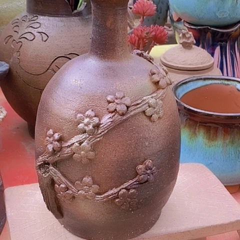 紫砂花盆口5高度26瑕疵