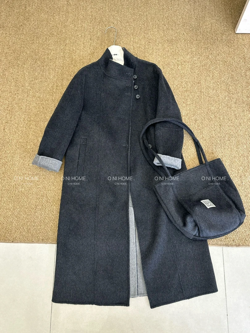 【欧尼家】冬季~韩系高级感双面羊绒大衣+包包 衣长114