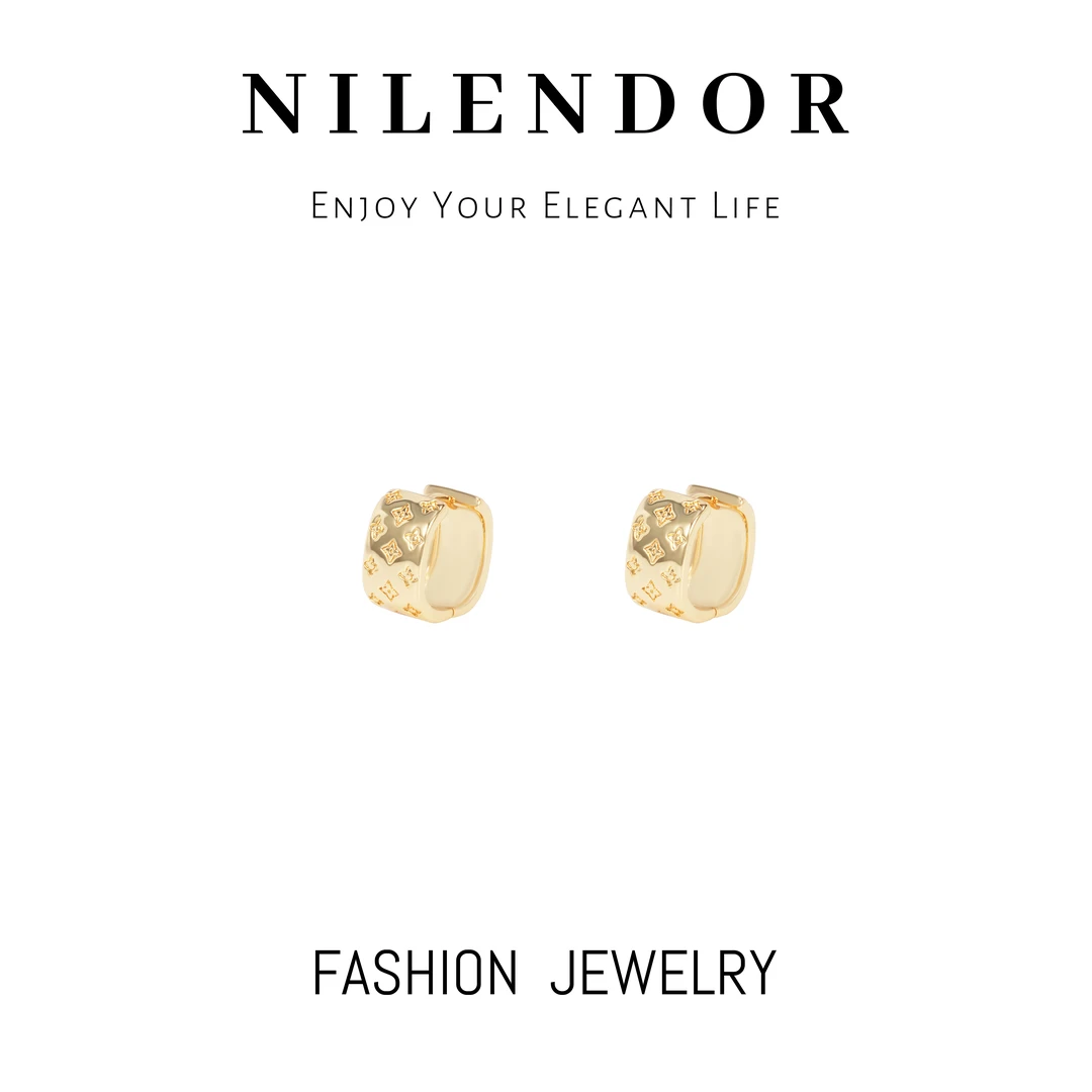 铜合金耳饰 ES-477轻奢时尚简约复古金色耳圈