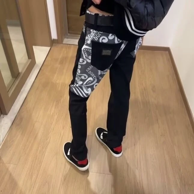 美式潮牌百搭春秋长裤高街个性牛仔裤水洗男士弹力修身小直脚潮流