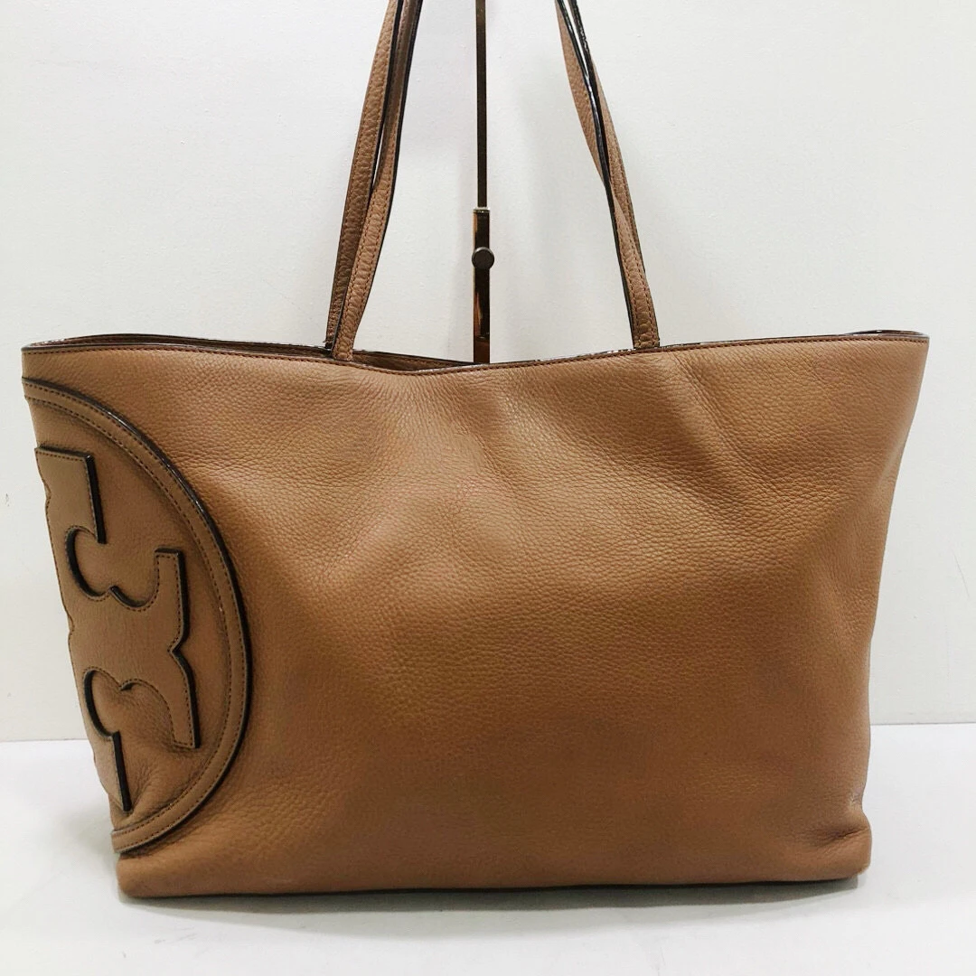 95新 TORY BURCH/汤丽柏琦 汤丽柏琦全皮棕色单肩腋下托特包，