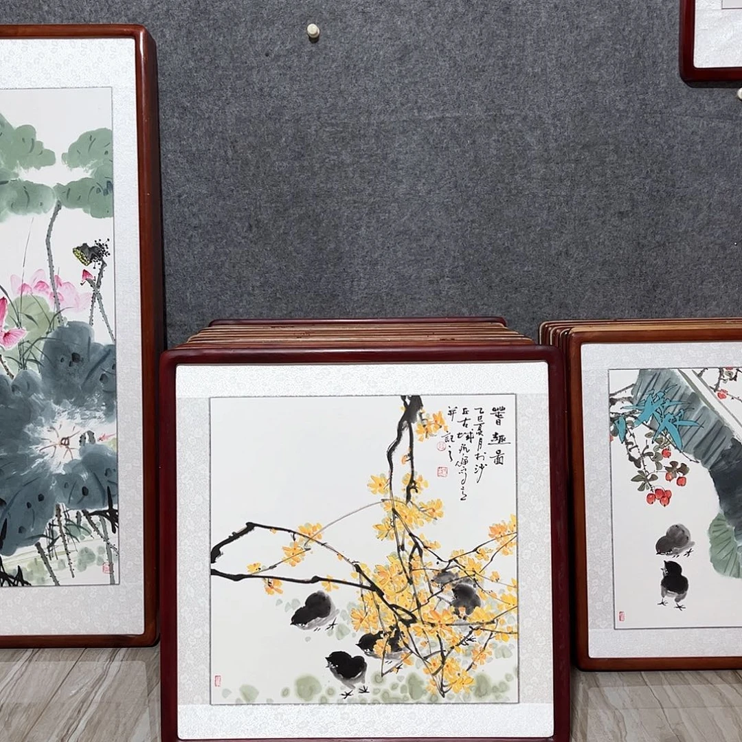 国画书画作品带框63×63