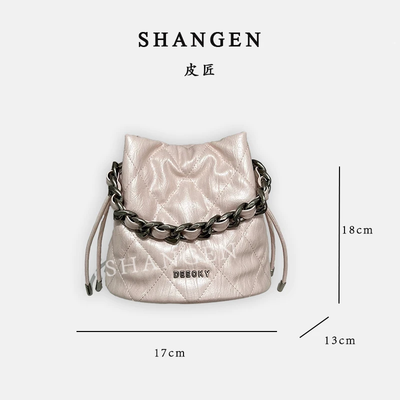 【母亲节礼物】ZT-D7175-珍珠粉-轻奢时尚女士新款手提斜挎水桶包