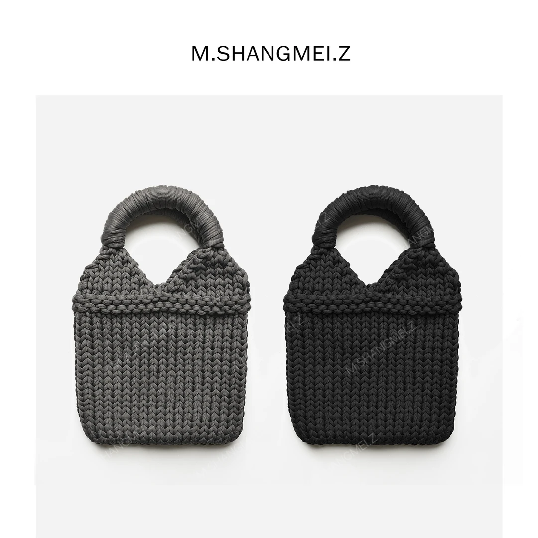 M.SHANGMEI.Z/沐熙美大哥编织简约纯色敞口百搭手提包包F09430