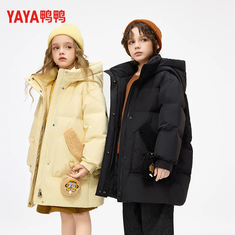 YE4B813573E鸭鸭中大童冬款羽绒服男童女童外套儿童加厚保暖上衣