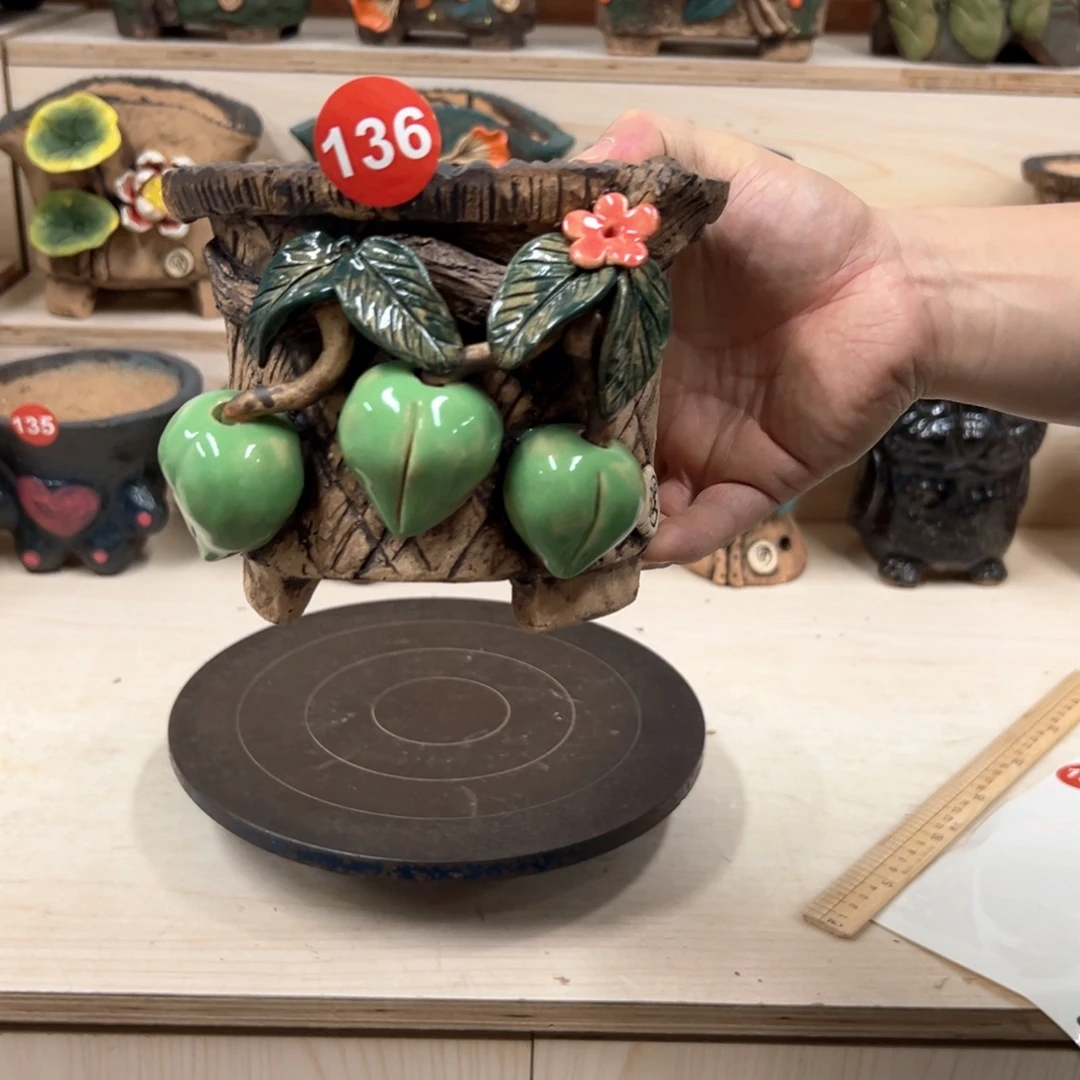 紫砂花盆136号内口13外高12