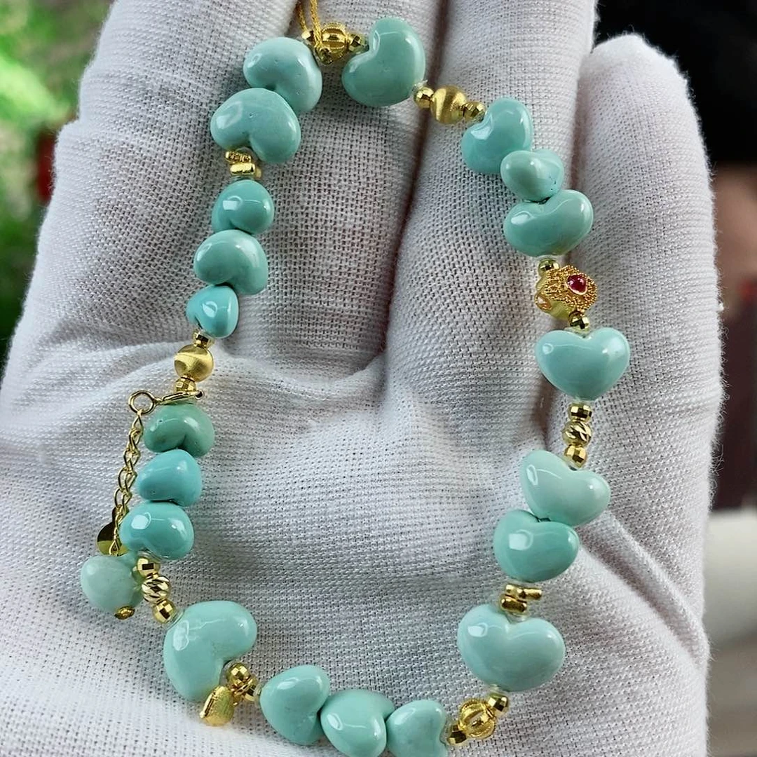 绿松石珠宝奇石18K金镶嵌