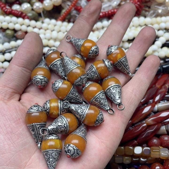 玛瑙/玉髓合金珠宝半成品4个尼泊尔吊坠