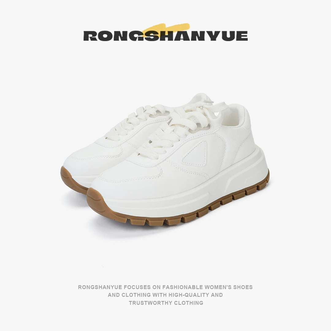 设计师款显高显腿长环保羊皮百搭厚底小白鞋休闲运动鞋女B1128